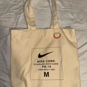 Nike Corp Cream Tote with Black Print